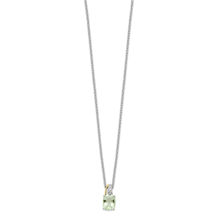 Sterling Silver 14k Accent Quartz and Diamond 10x7 mm 20 inch Necklace