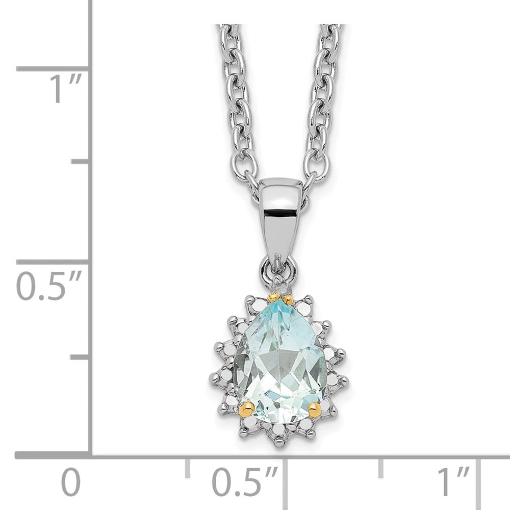 Sterling Silver 14k Accent Sky Topaz Diamond 17x10 mm 20 inch Necklace