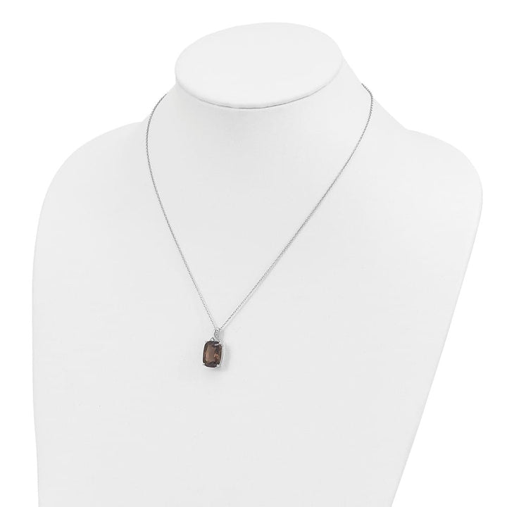 Sterling Silver 14k Accent Smoky Quartz and Diamond 20 inch Necklace