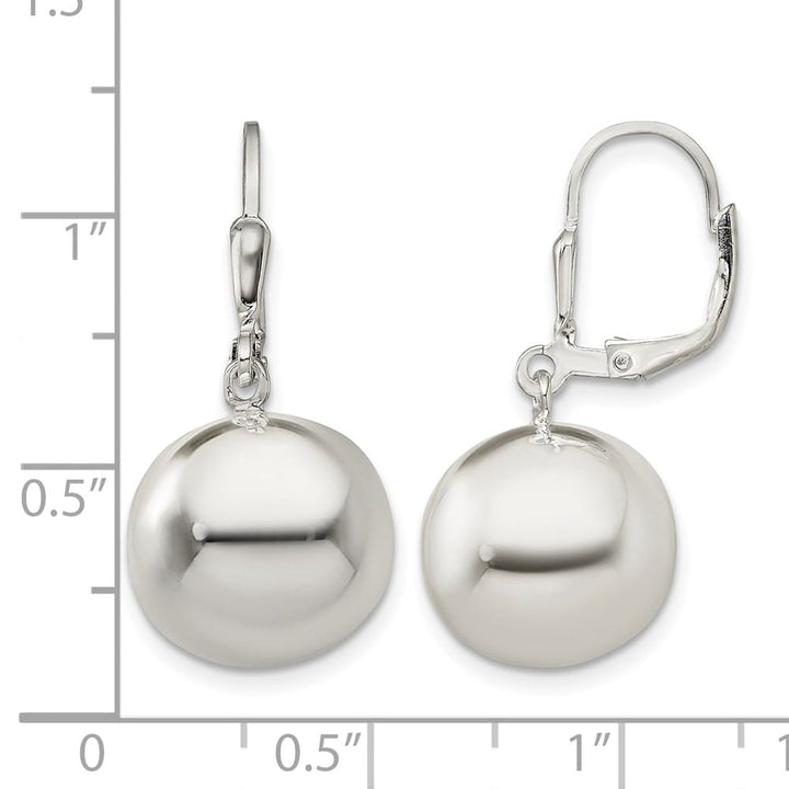 Sterling Silver 14mm Ball Dangle Leverback Earrings, view 4 of 4