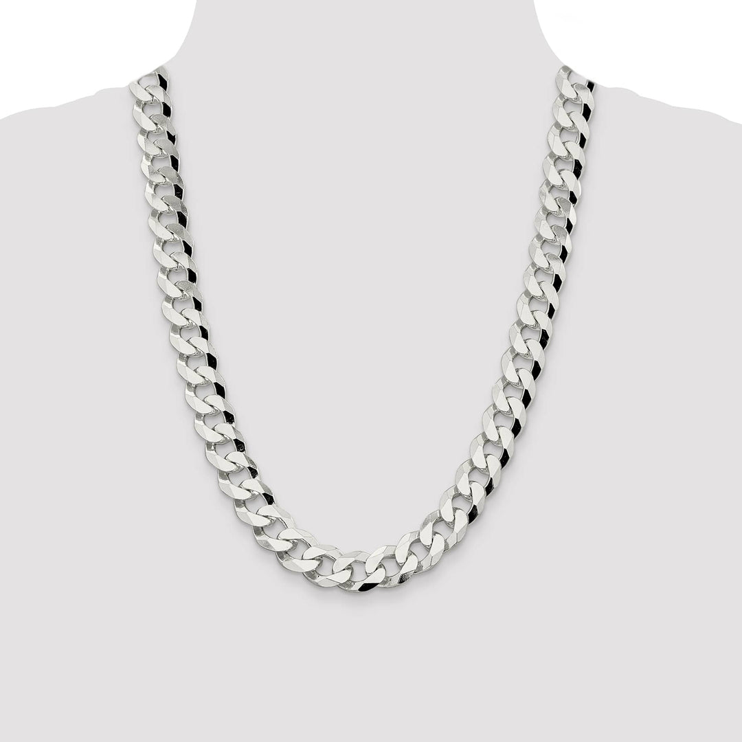Sterling Silver 14mm Beveled Curb Chain