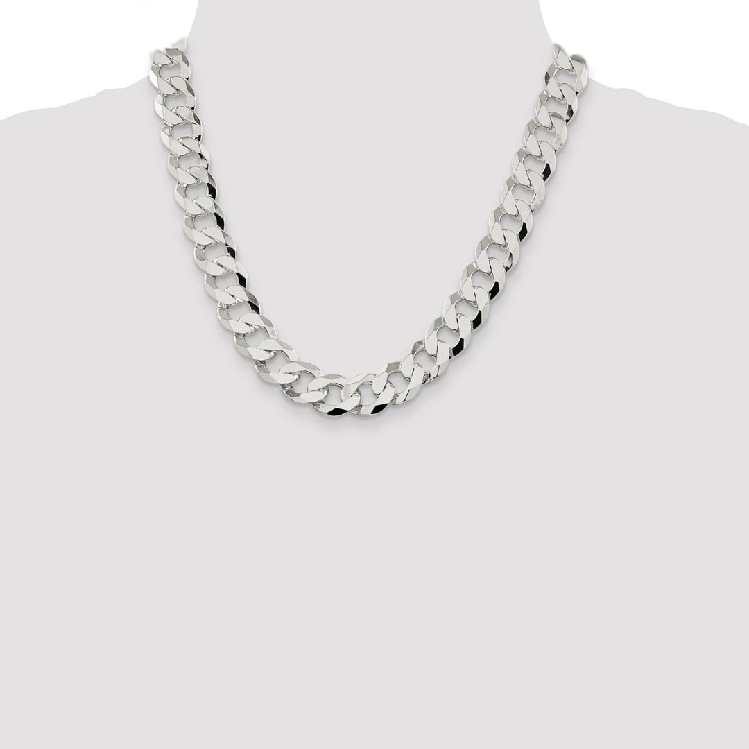 Sterling Silver 14mm Flat Curb Chain