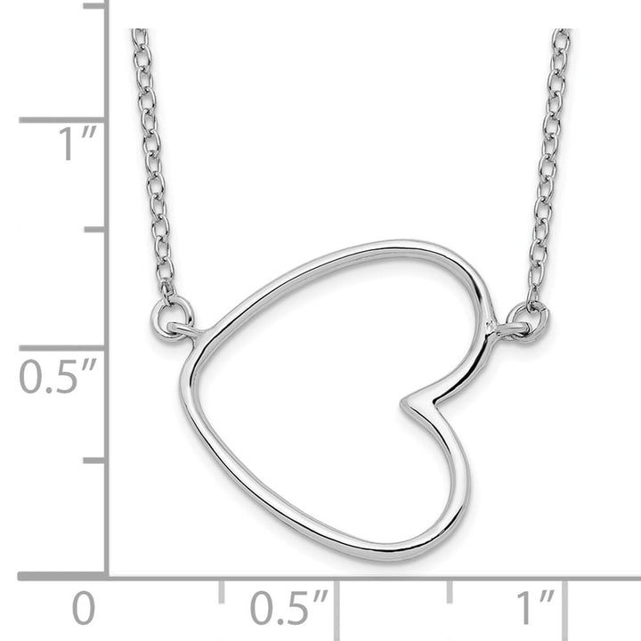 Sterling Silver 16 Inch with 2 Inch Extension Heart Necklace