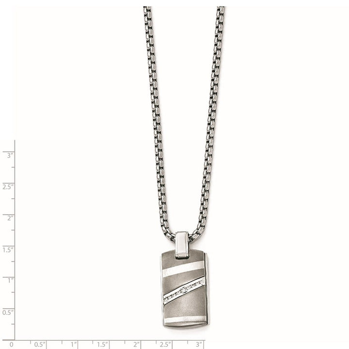 Sterling Silver .18ctw Diamond w/ Bezel Neck 20 inch Necklace