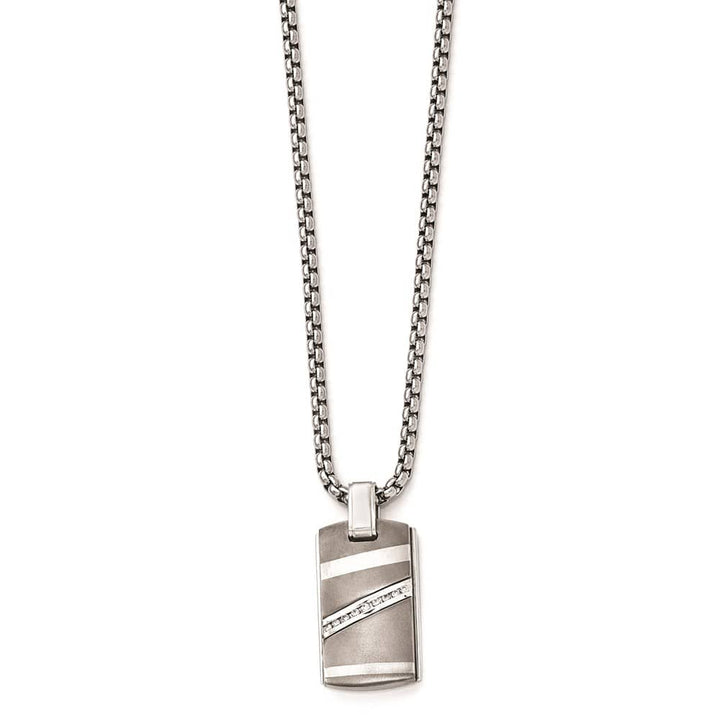 Sterling Silver .18ctw Diamond w/ Bezel Neck 20 inch Necklace
