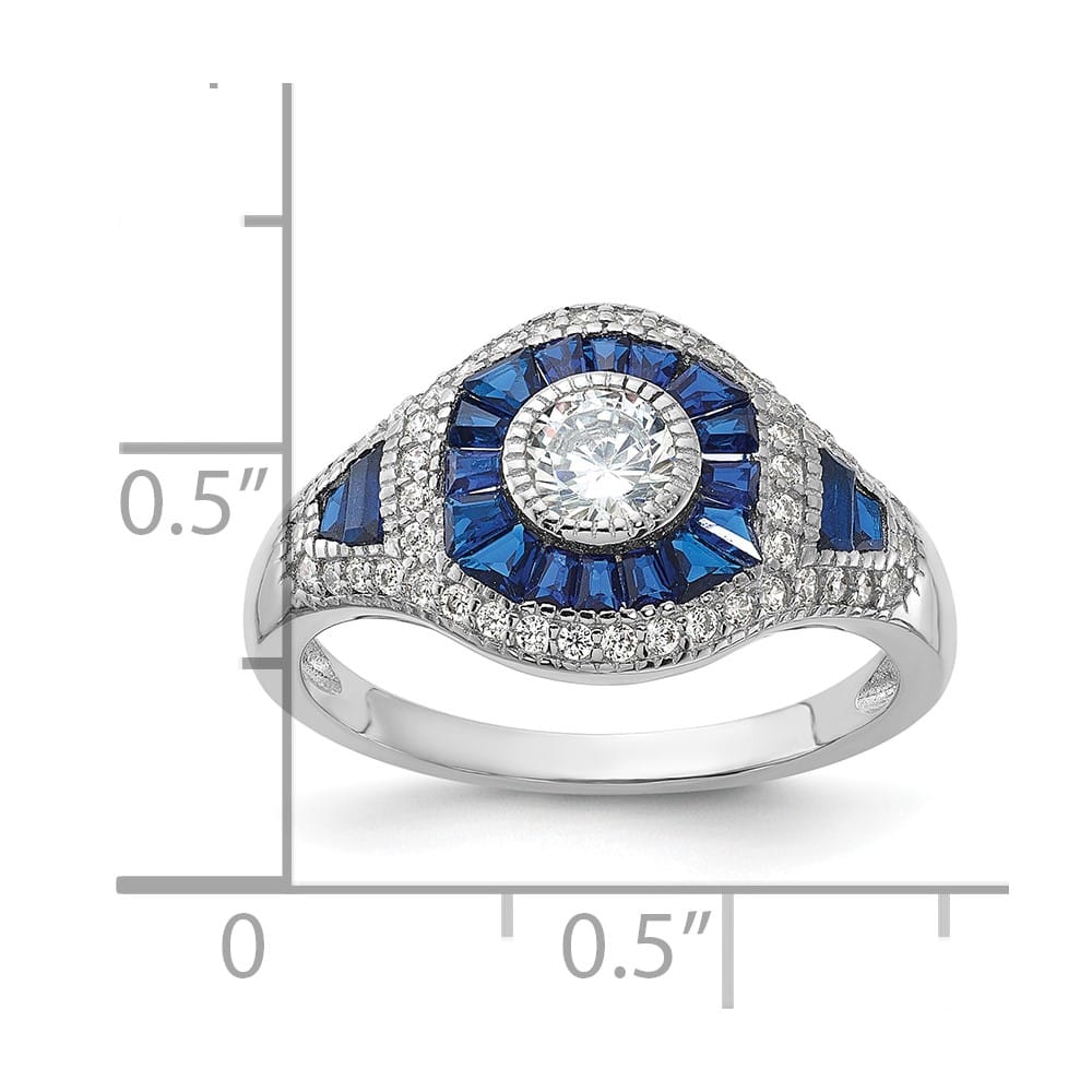 Sterling Silver 2.08 mm Synthetic Blue Spinel & CZ Ring