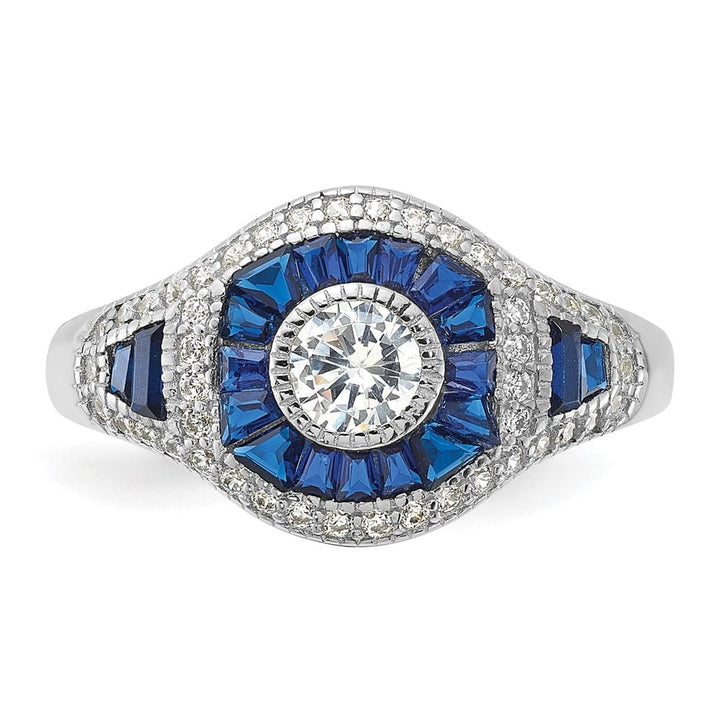 Sterling Silver 2.08 mm Synthetic Blue Spinel & CZ Ring