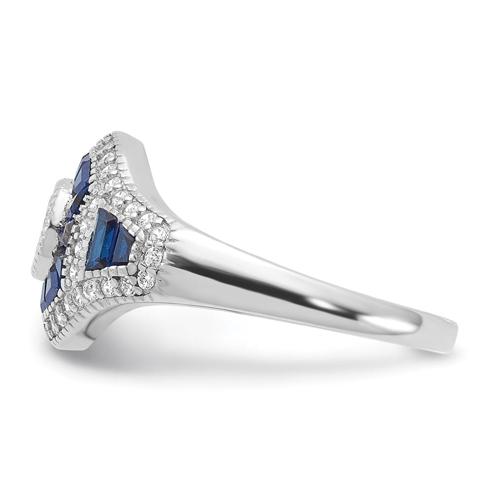 Sterling Silver 2.08 mm Synthetic Blue Spinel & CZ Ring