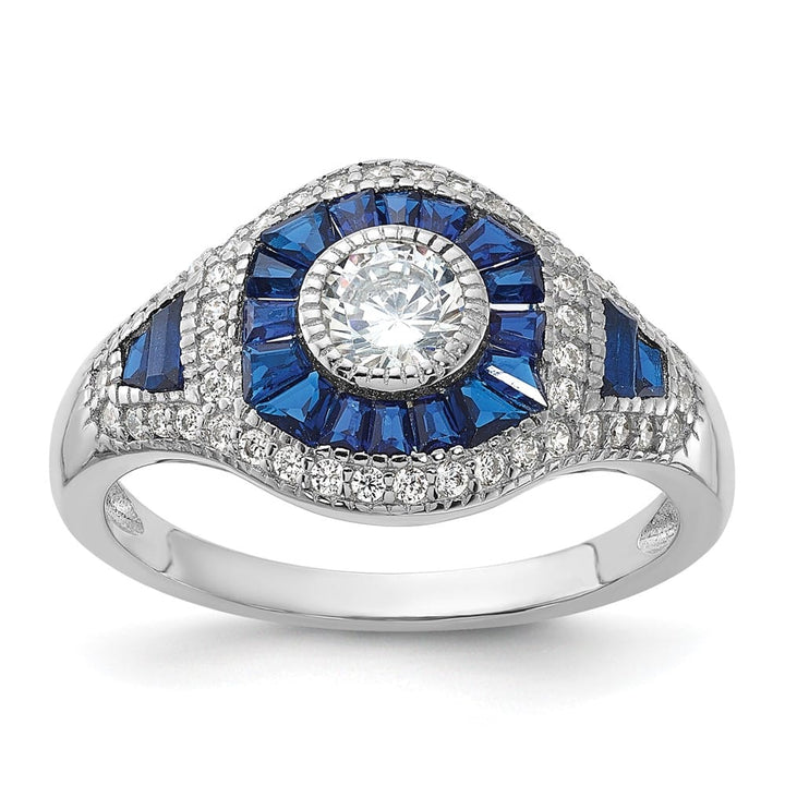 Sterling Silver 2.08 mm Synthetic Blue Spinel & CZ Ring