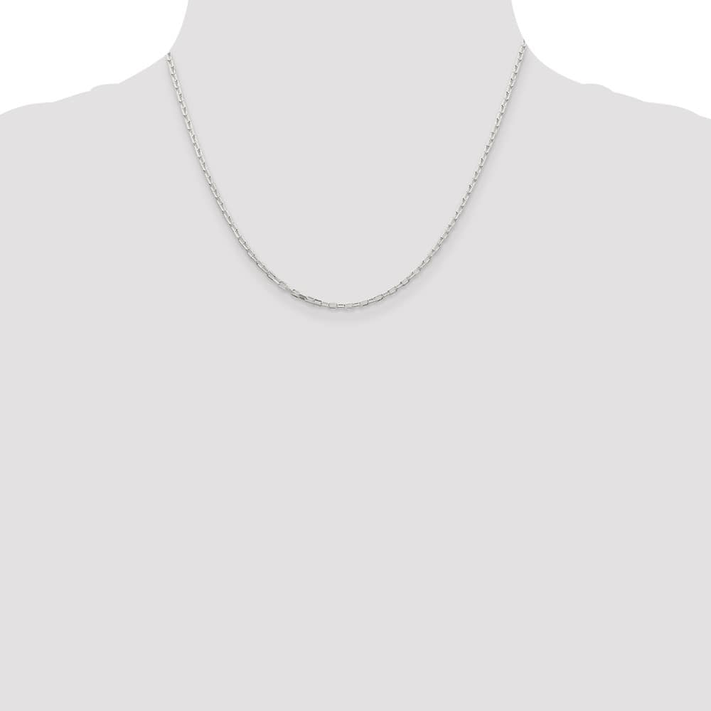 Sterling Silver 2.2mm D.C. Long Link Cable Chain Size 18