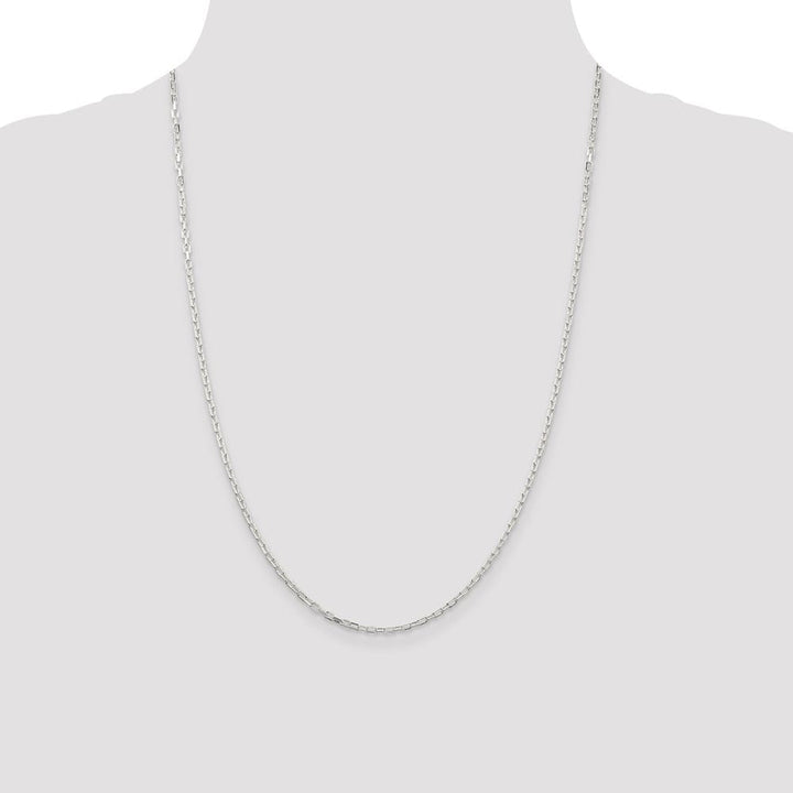 Sterling Silver 2.2mm D.C. Long Link Cable Chain Size 24