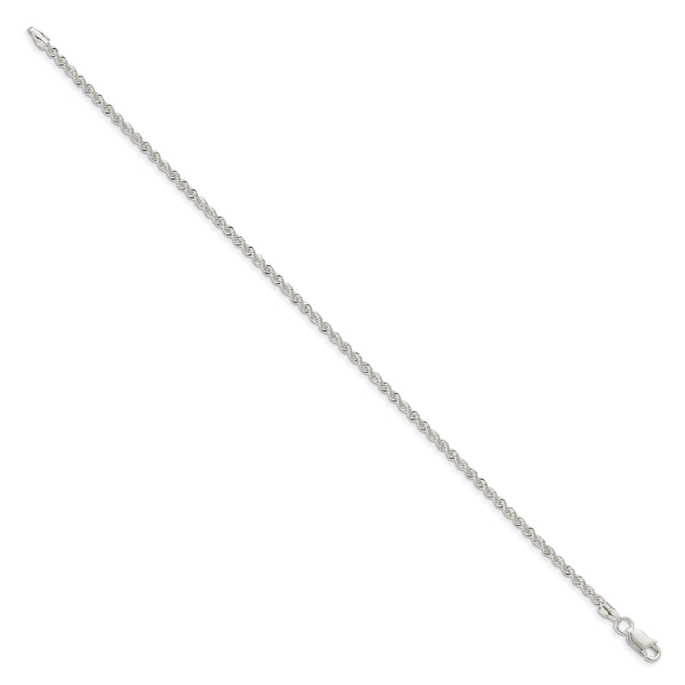 Sterling Silver 2.3mm Solid Rope Anklet