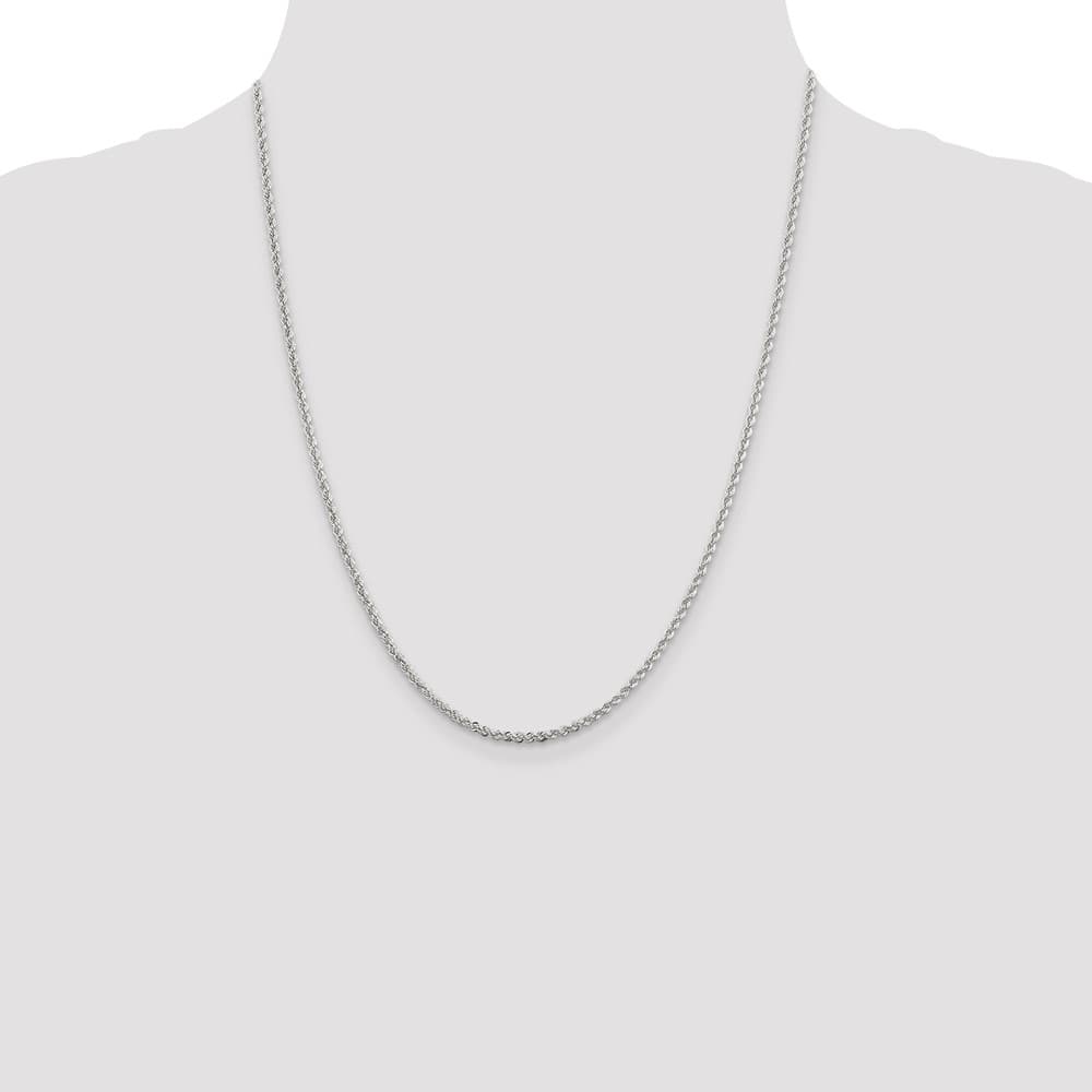 Sterling Silver 2.3mm Solid Rope Chain Size 22
