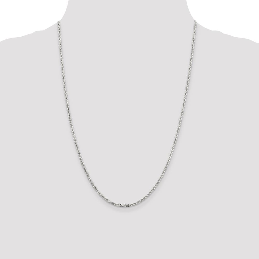 Sterling Silver 2.3mm Solid Rope Chain Size 24