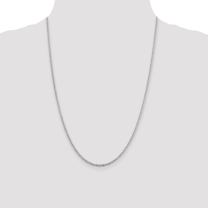 Sterling Silver 2.3mm Solid Rope Chain Size 24