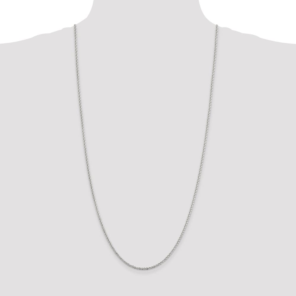 Sterling Silver 2.3mm Solid Rope Chain Size 30