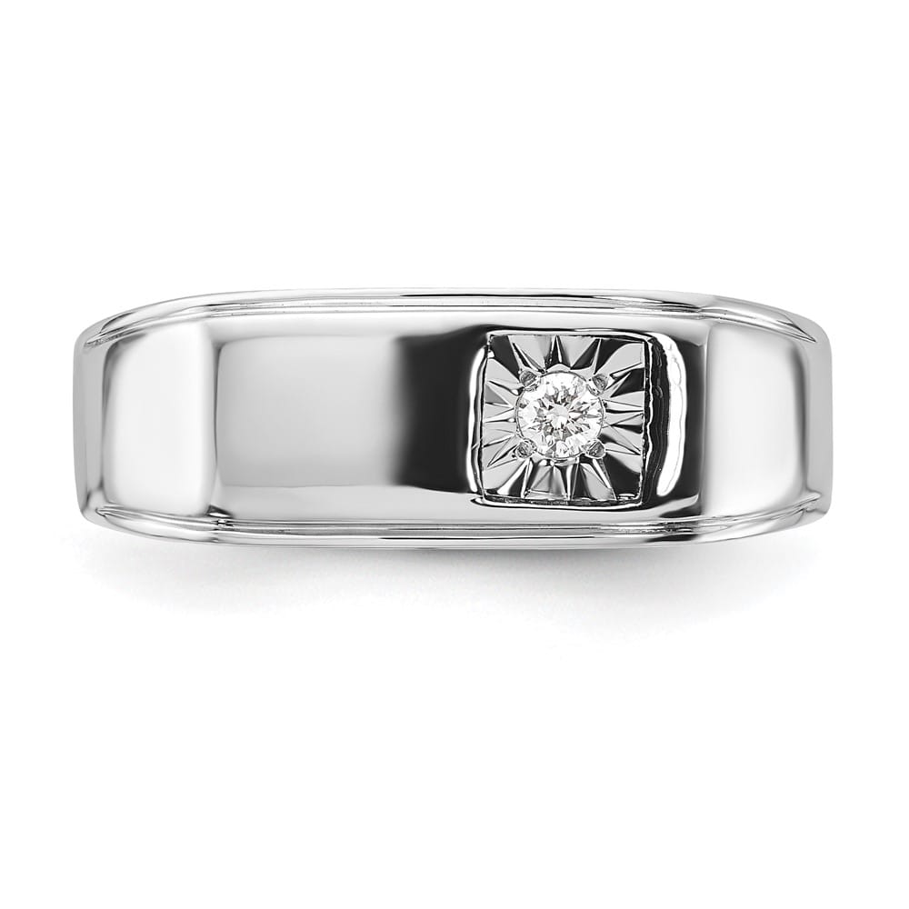 Sterling Silver 2.5 mm Polished Diamond Men's Ring