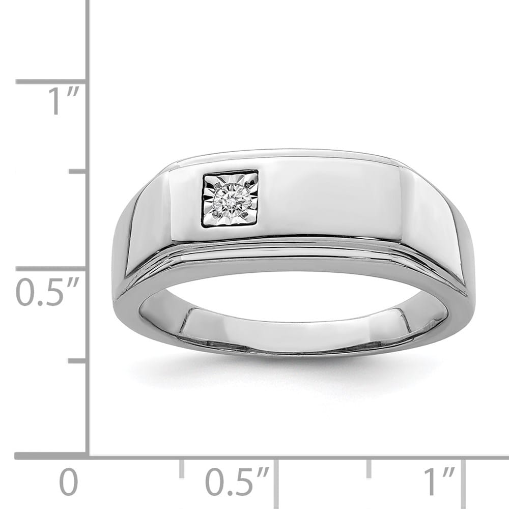 Sterling Silver 2.5 mm Polished Diamond Men's Ring