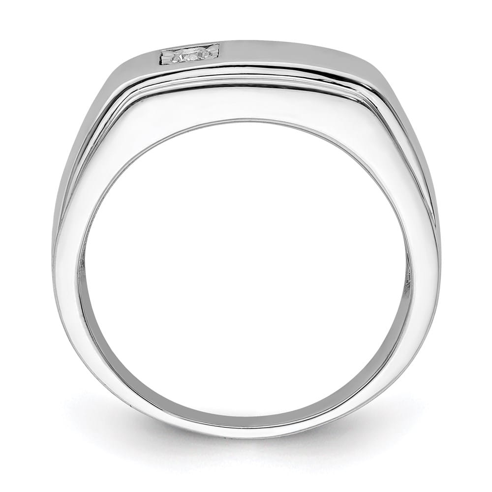 Sterling Silver 2.5 mm Polished Diamond Men's Ring