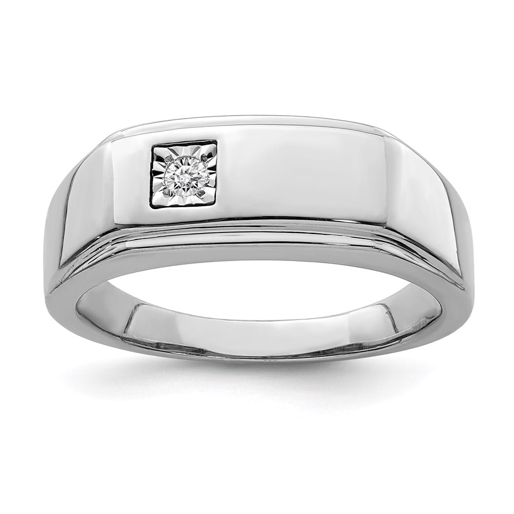Sterling Silver 2.5 mm Polished Diamond Men's Ring