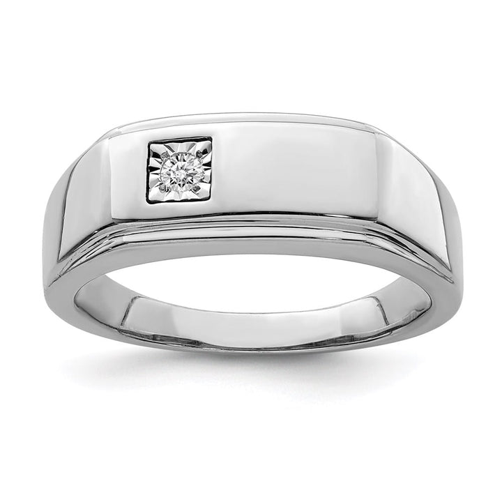 Sterling Silver 2.5 mm Polished Diamond Men's Ring