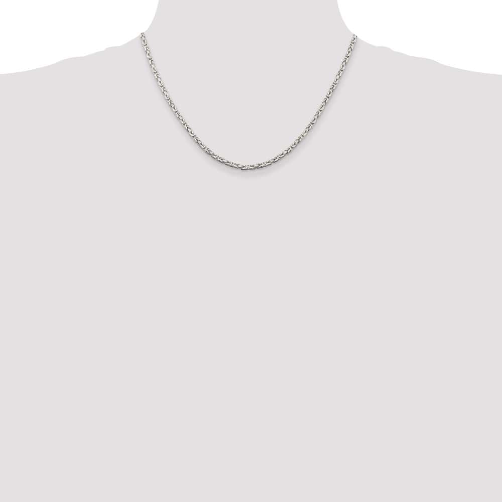 Sterling Silver 2.5mm Byzantine Chain Size 18