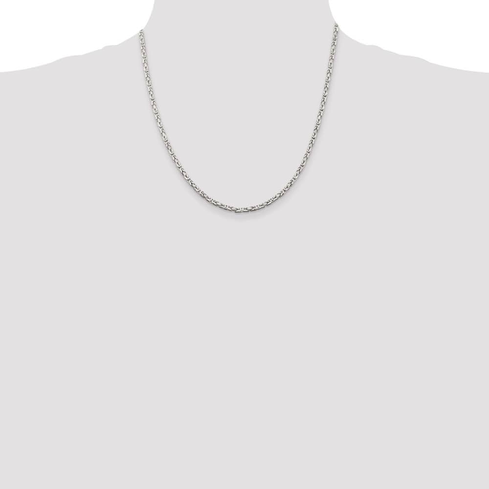 Sterling Silver 2.5mm Byzantine Chain Size 20