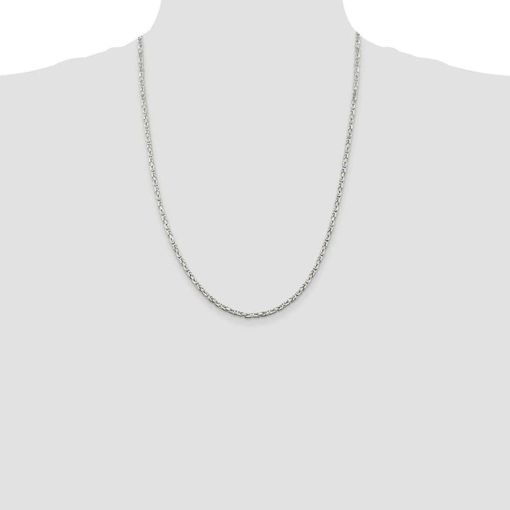 Sterling Silver 2.5mm Byzantine Chain Size 24