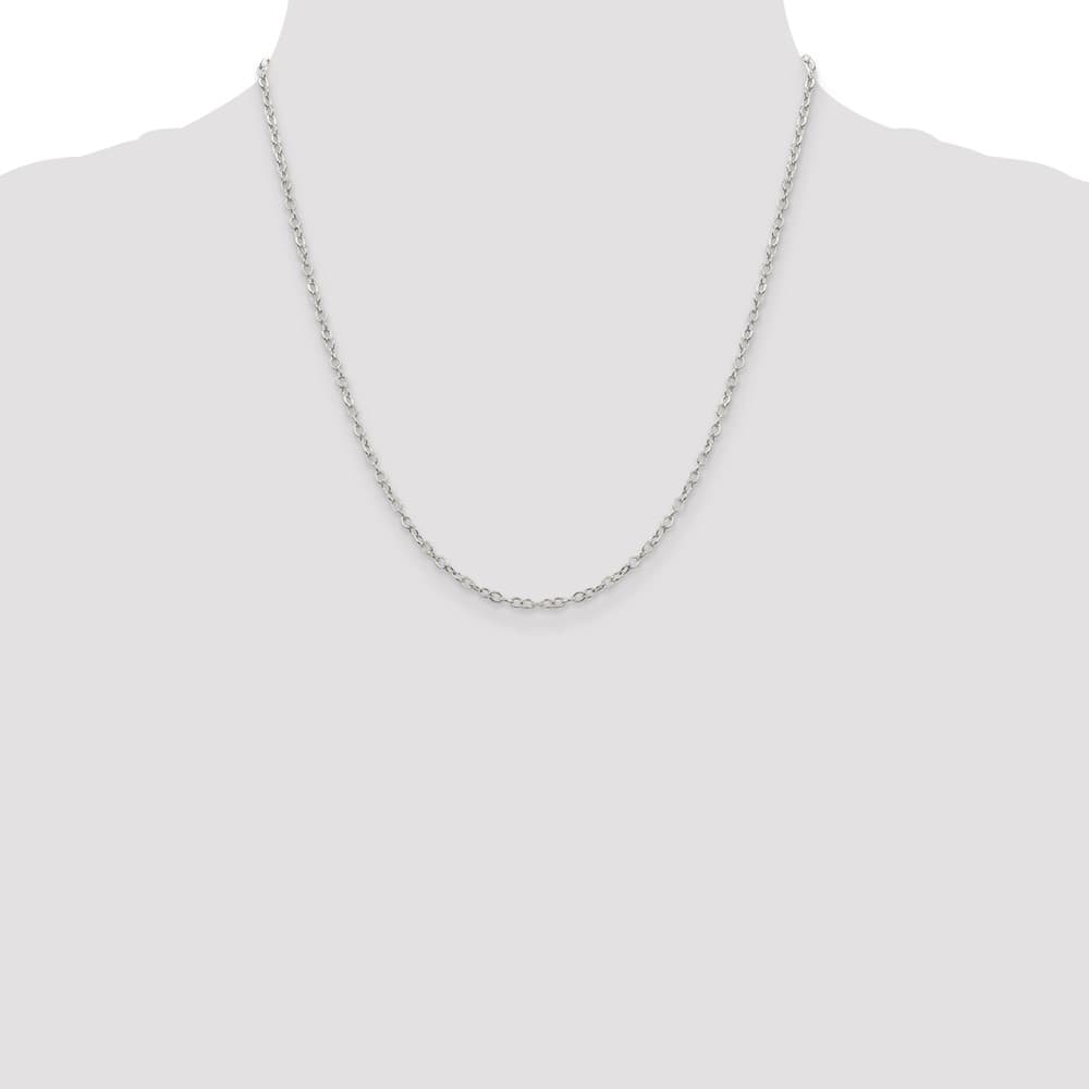 Sterling Silver 2.5mm Flat Open Oval Cable Chain Size 20