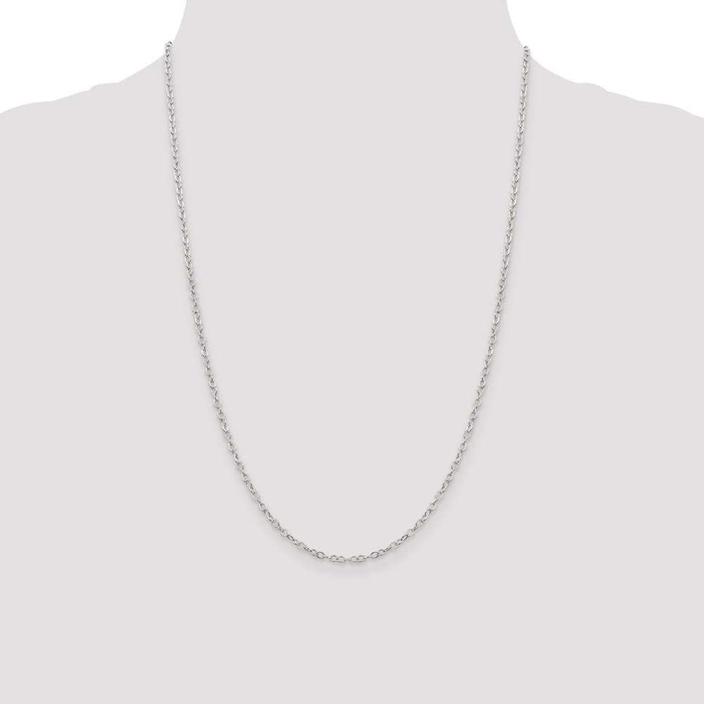 Sterling Silver 2.5mm Flat Open Oval Cable Chain Size 24