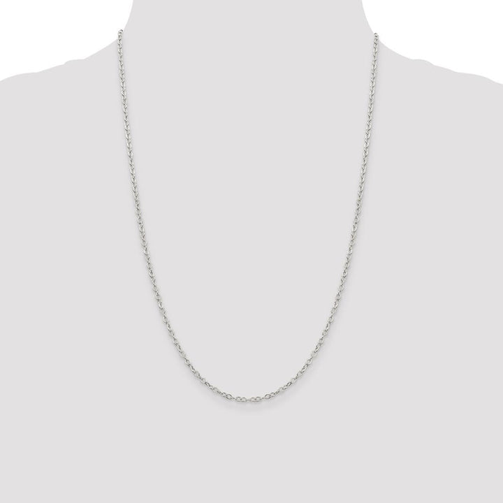 Sterling Silver 2.5mm Flat Open Oval Cable Chain Size 24