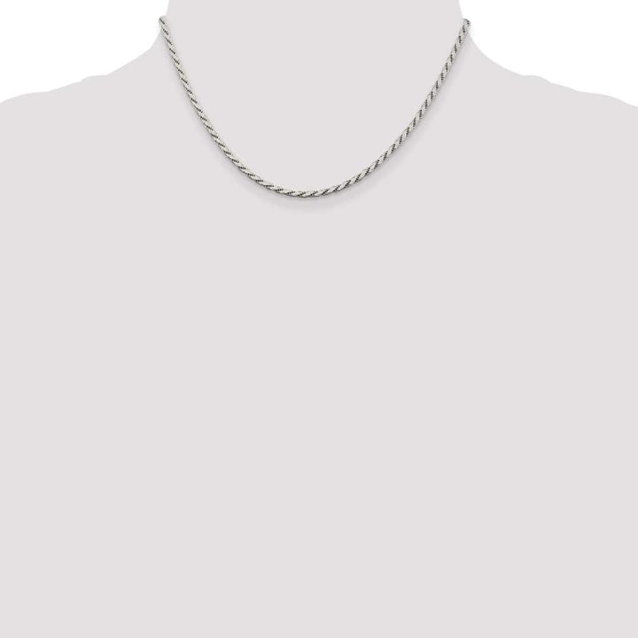 Sterling Silver 2.5mm Flat Rope Chain Size 16