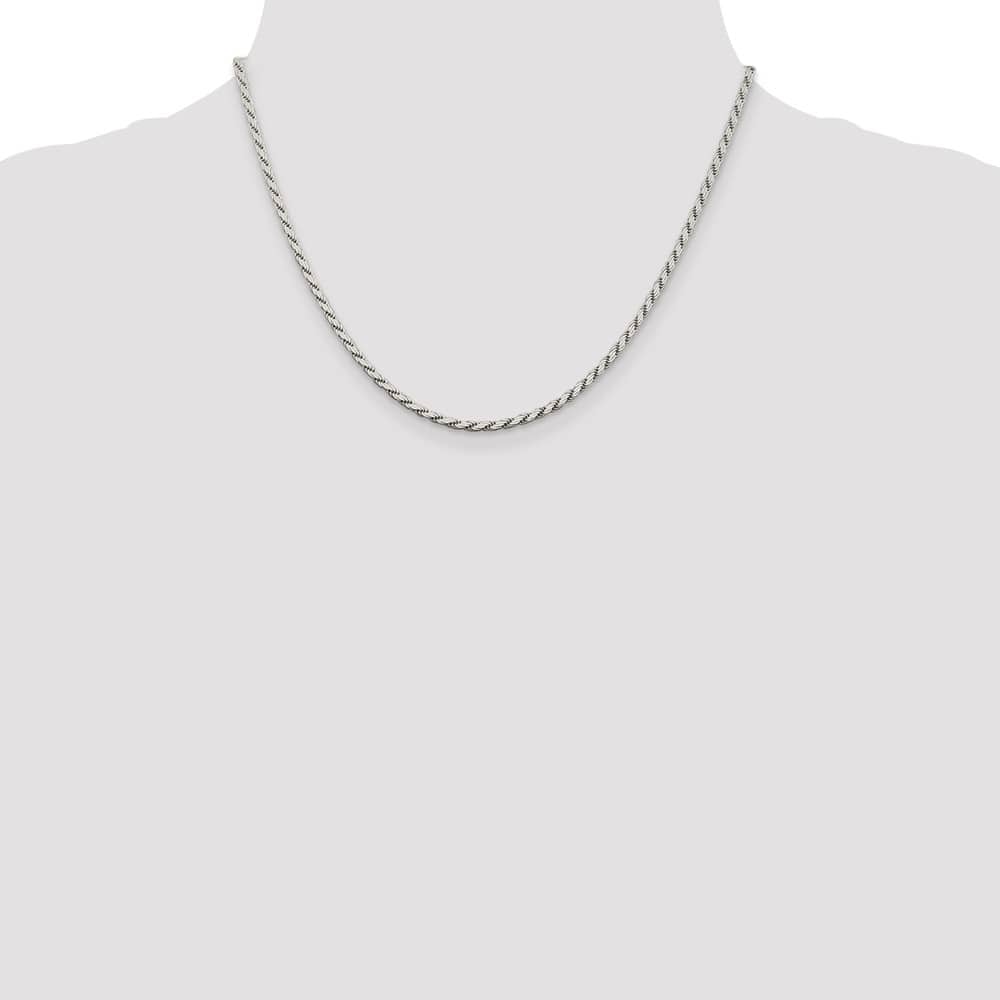 Sterling Silver 2.5mm Flat Rope Chain Size 18