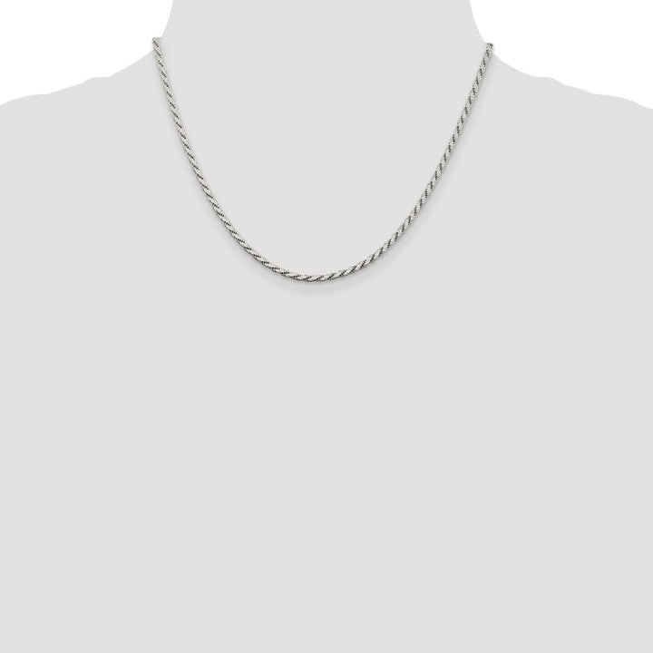 Sterling Silver 2.5mm Flat Rope Chain Size 18