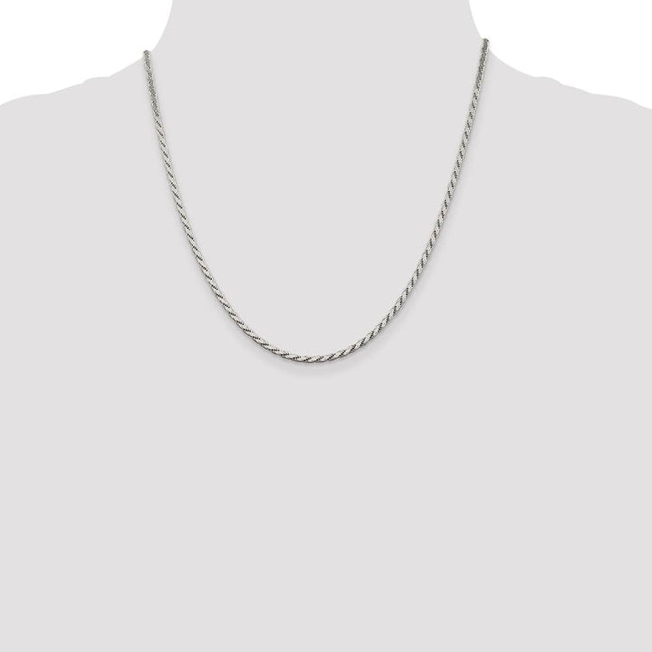 Sterling Silver 2.5mm Flat Rope Chain Size 20