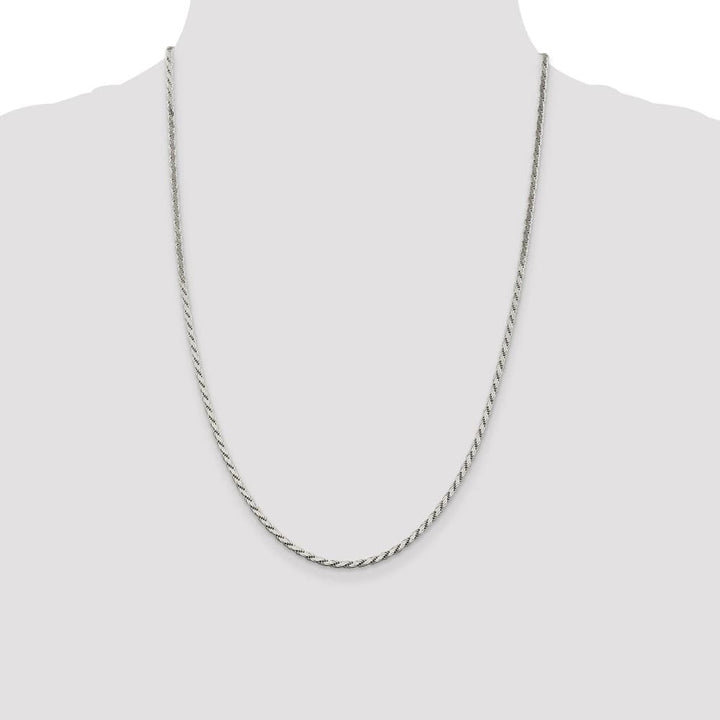 Sterling Silver 2.5mm Flat Rope Chain Size 24