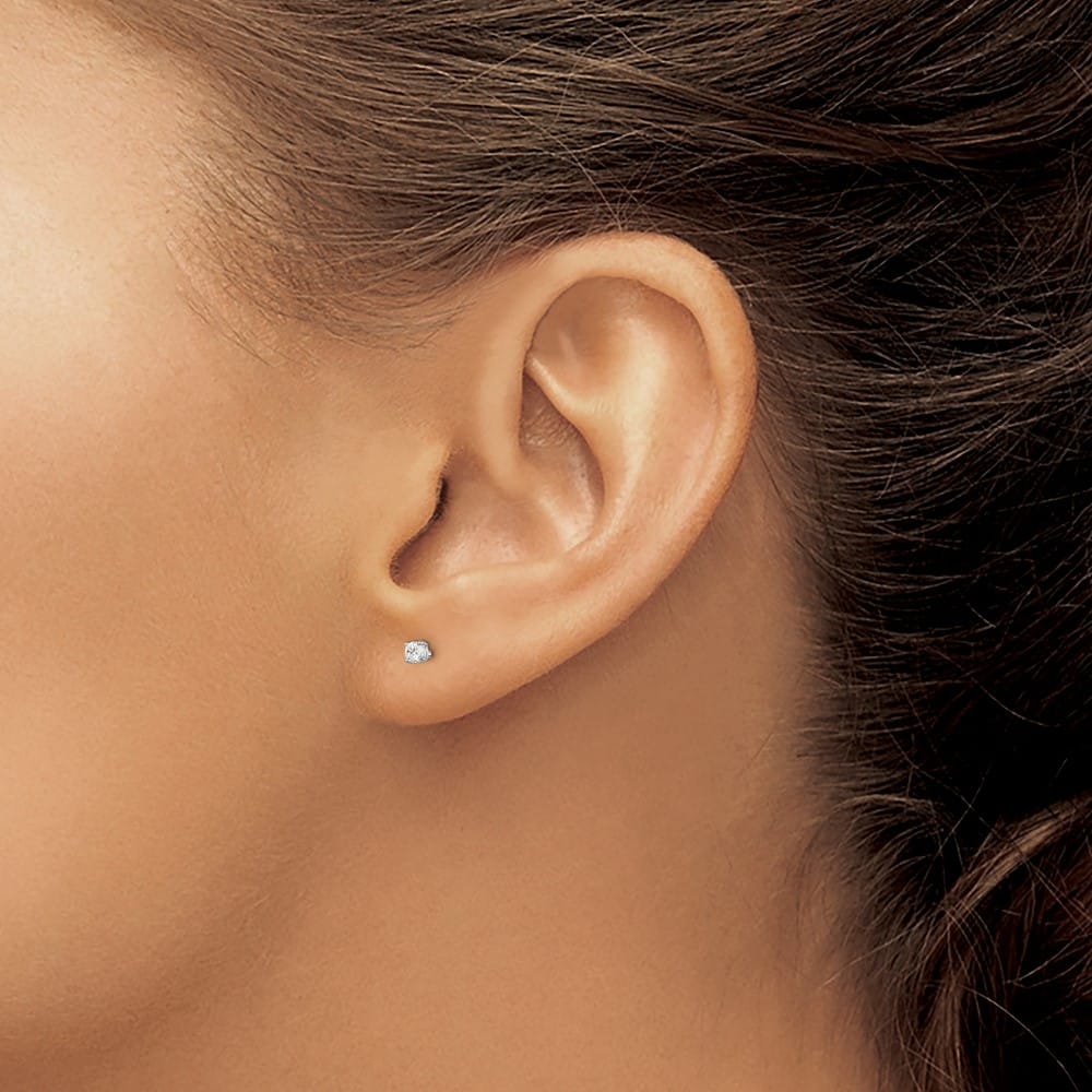 Sterling Silver 2.5mm Round CZ Stud Earrings