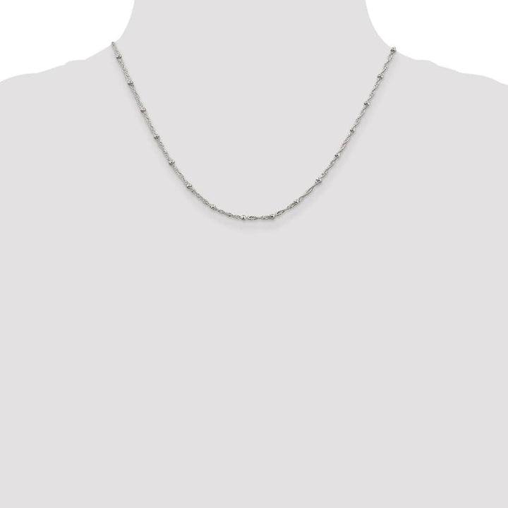 Sterling Silver 2.5mm Singapore w/ Beads Chain Size 18