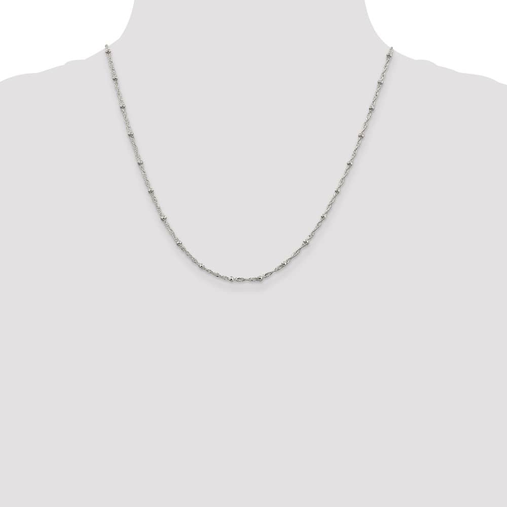Sterling Silver 2.5mm Singapore w/ Beads Chain Size 20