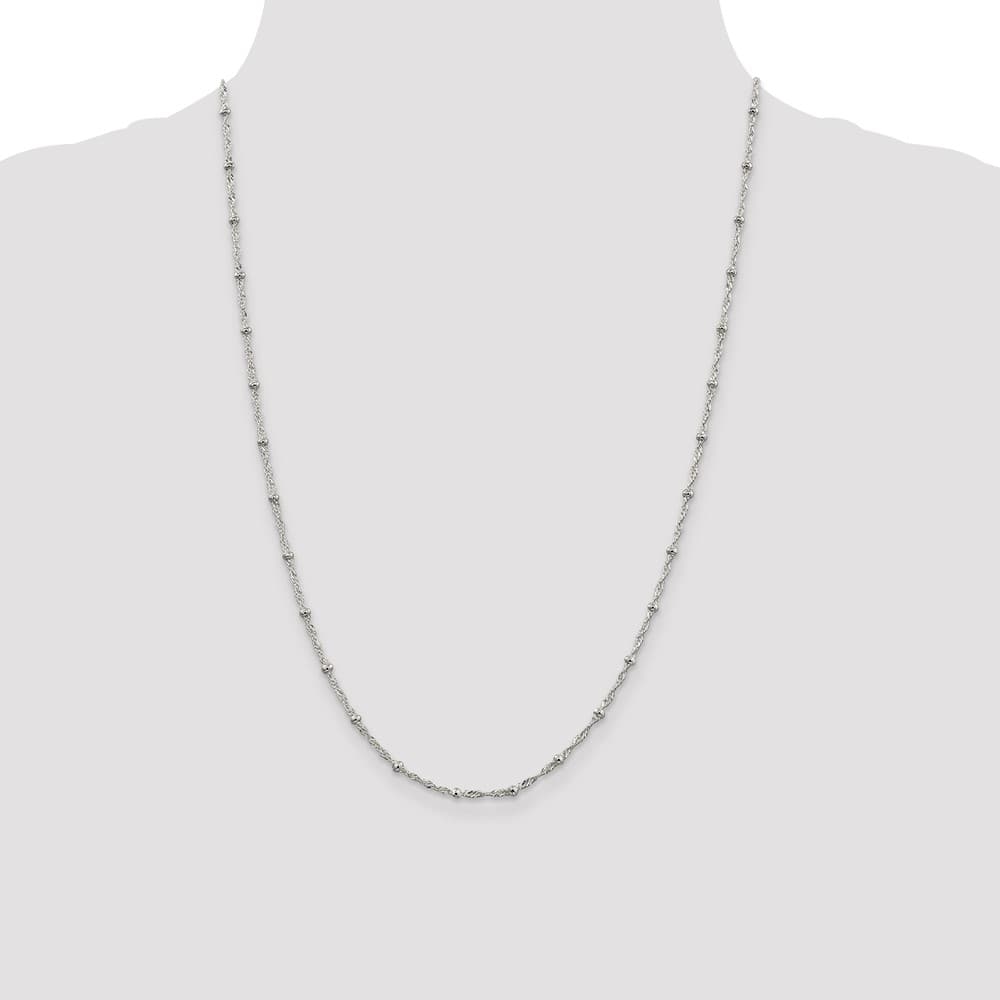 Sterling Silver 2.5mm Singapore w/ Beads Chain Size 24