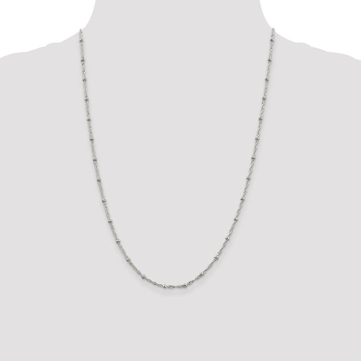 Sterling Silver 2.5mm Singapore w/ Beads Chain Size 24