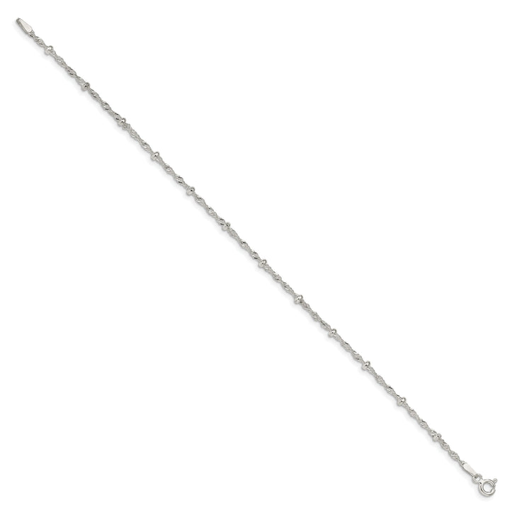 Sterling Silver 2.5mm Singapore with Beads Anklet