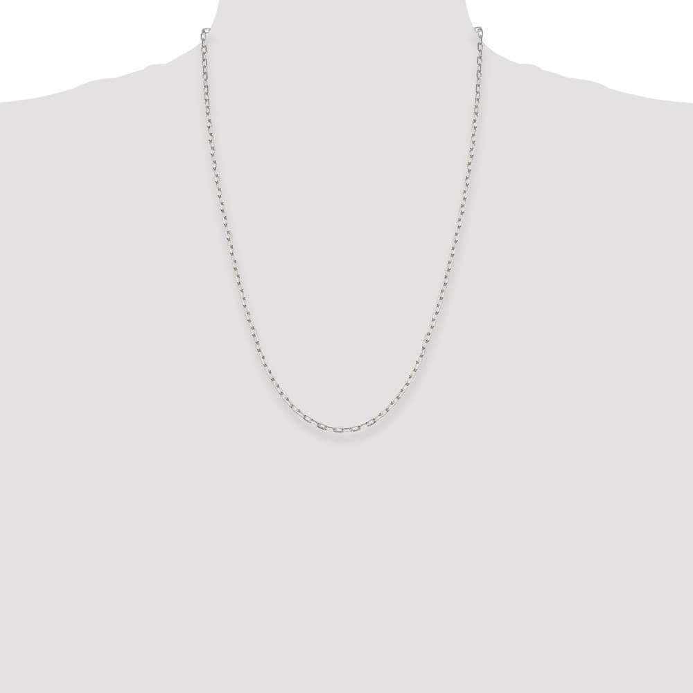 Sterling Silver 2.75mm Elongated Open Link Chain Size 24