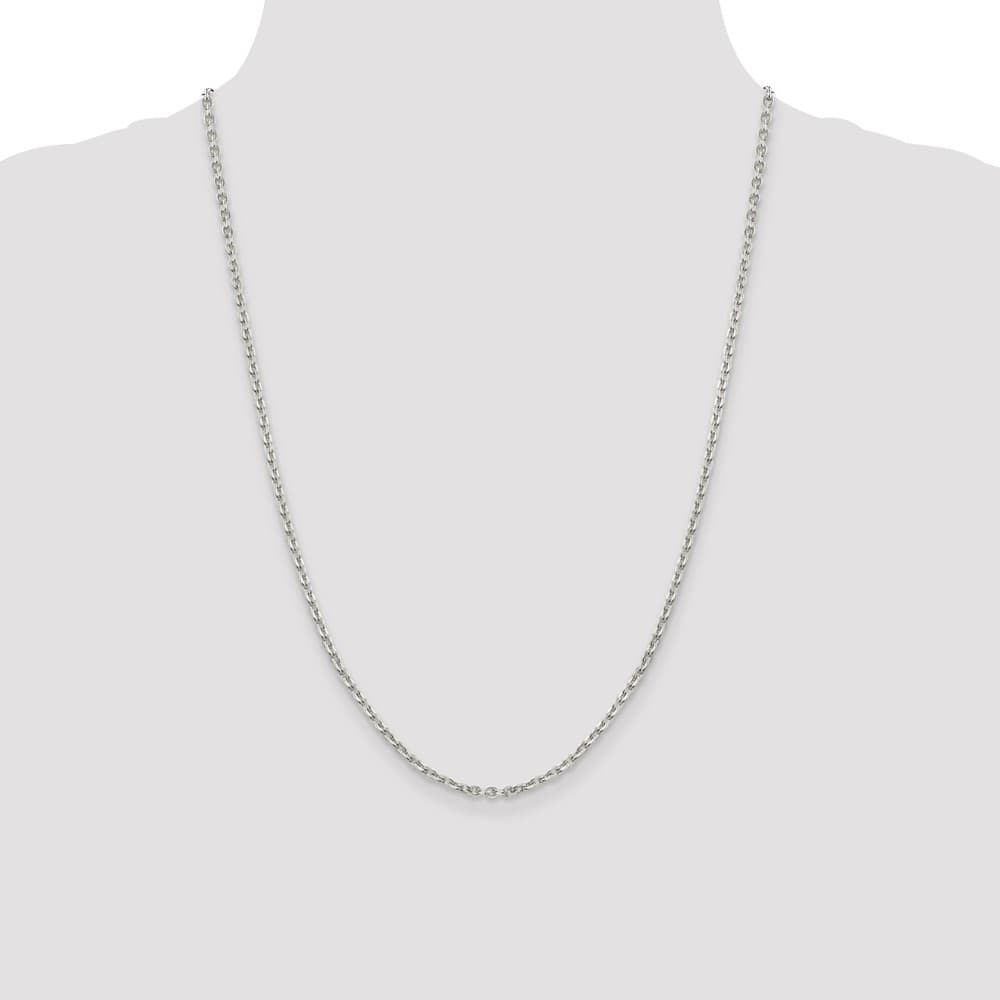 Sterling Silver 2.75mm Flat Link Cable Chain Size 24