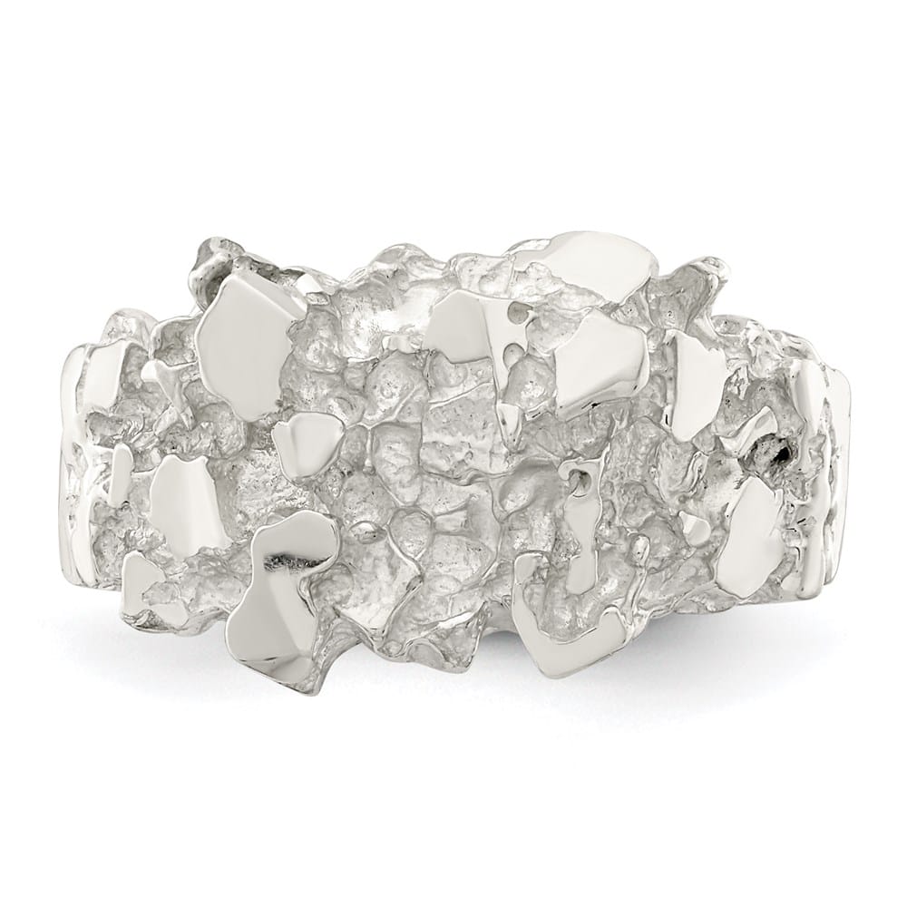 Sterling Silver 2.85 mm Nugget Men's Ring