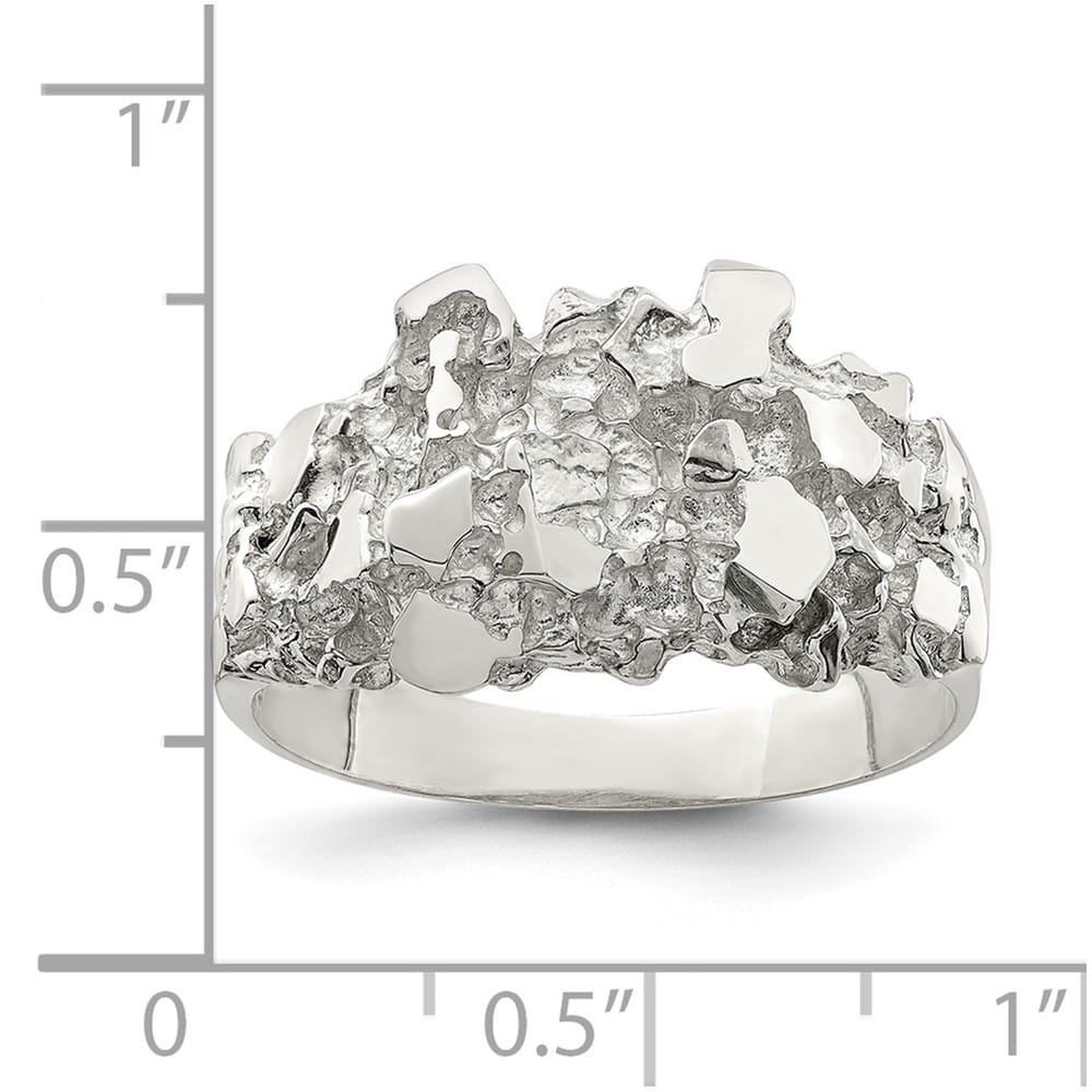 Sterling Silver 2.85 mm Nugget Men's Ring