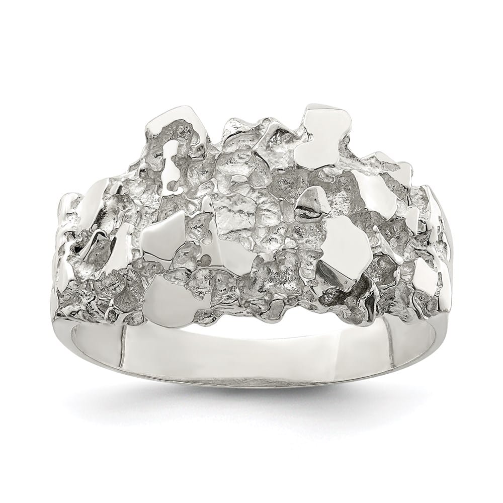 Sterling Silver 2.85 mm Nugget Men's Ring