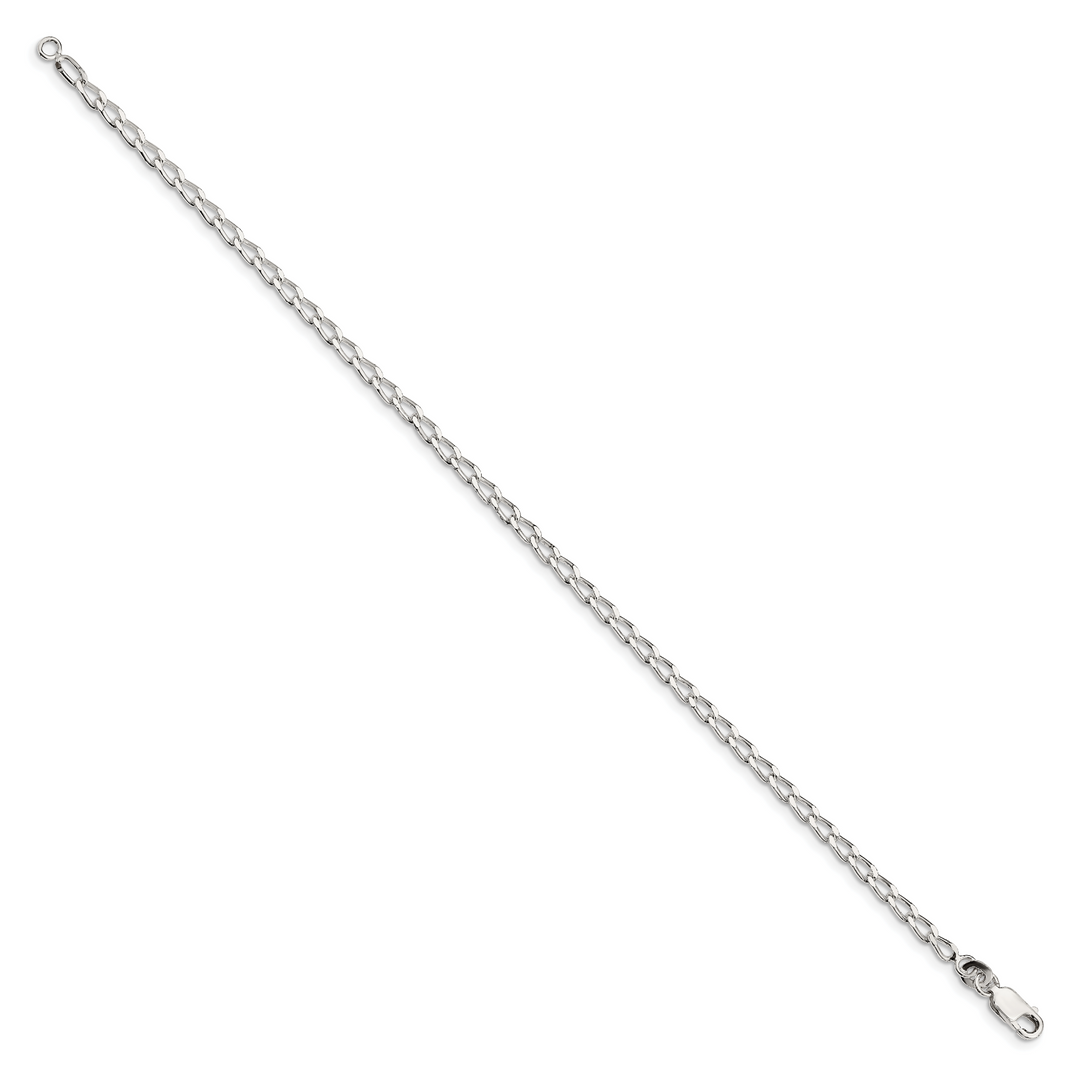 Sterling Silver 2.8mm Open Elongated Link Anklet