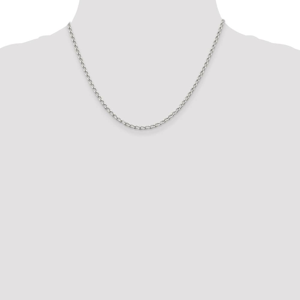 Sterling Silver 2.8mm Open Elongated Link Chain Size 18
