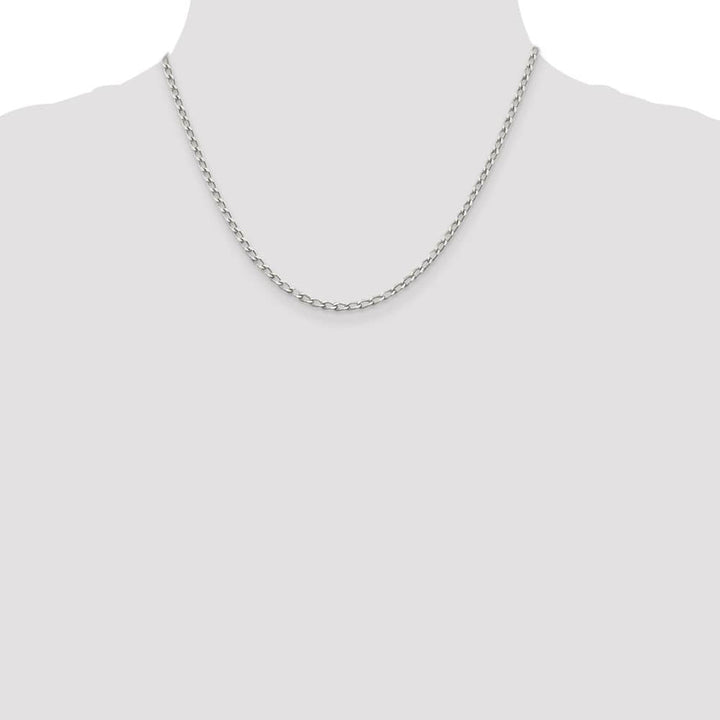 Sterling Silver 2.8mm Open Elongated Link Chain Size 18